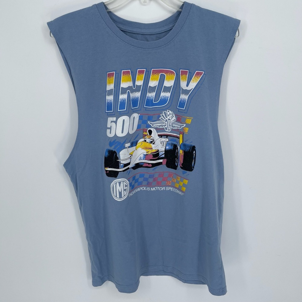 Indianapolis Motor Speedway Men's Blue Indy 500 Graphic Muscle Tank Size L